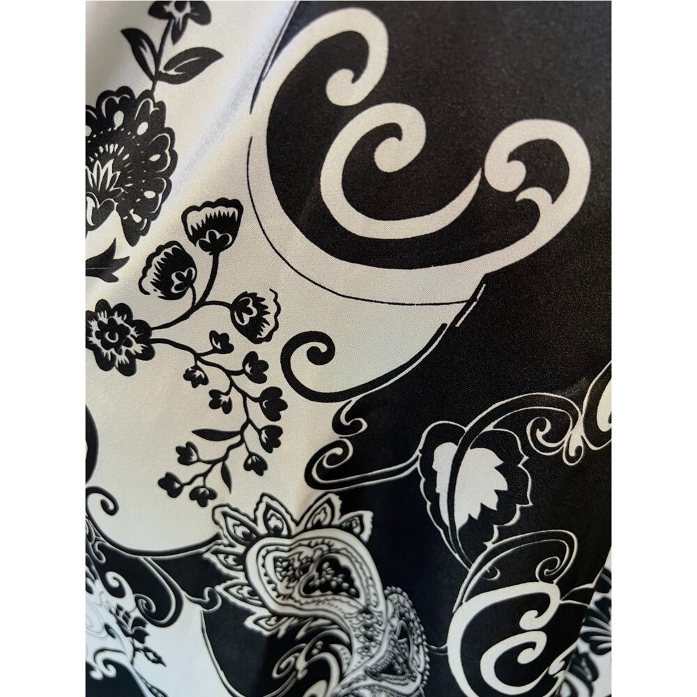 Ruby Rox Womens Halter Dress Size M Satin Floral Black & White Lined with ruffle - Picture 7 of 15